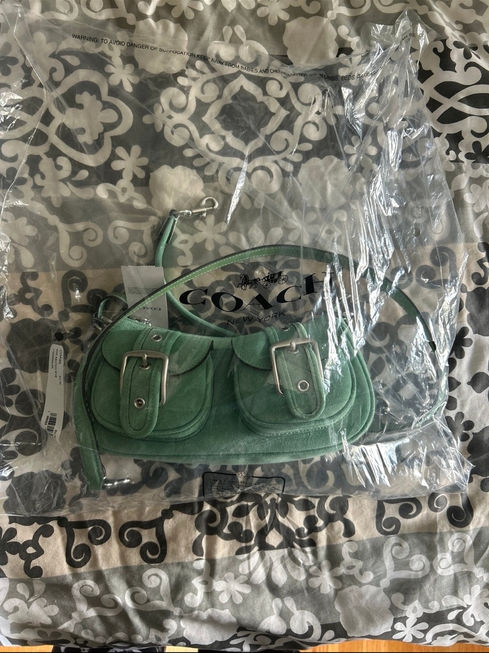 Coach Green Suede Crossbody Bag